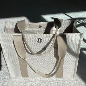lululemon athletica Neutral Beige Canvas Tote with Dual Straps